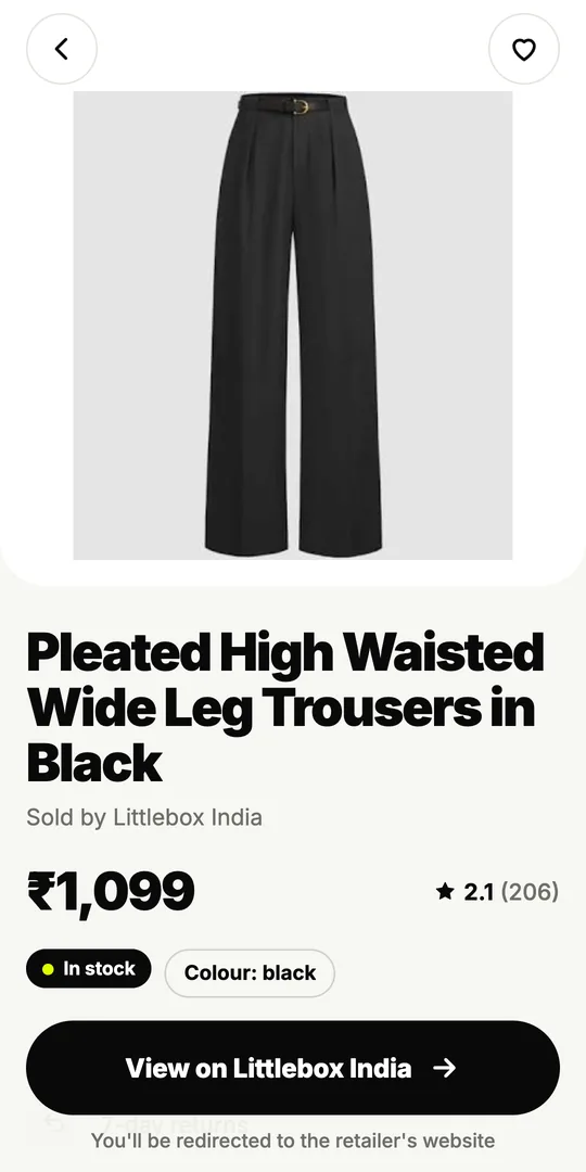 Product page with price, stock and delivery